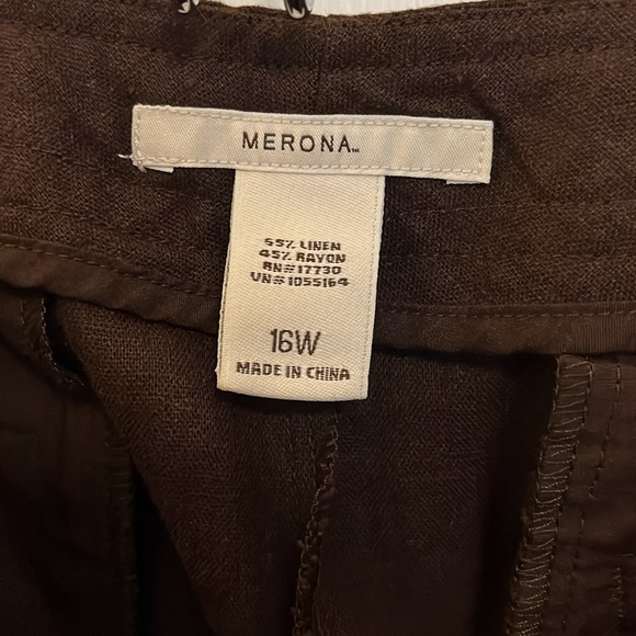 Chocolate Brown Merona Linen Blend Trousers (Women’s 16W) - Picture 6 of 7